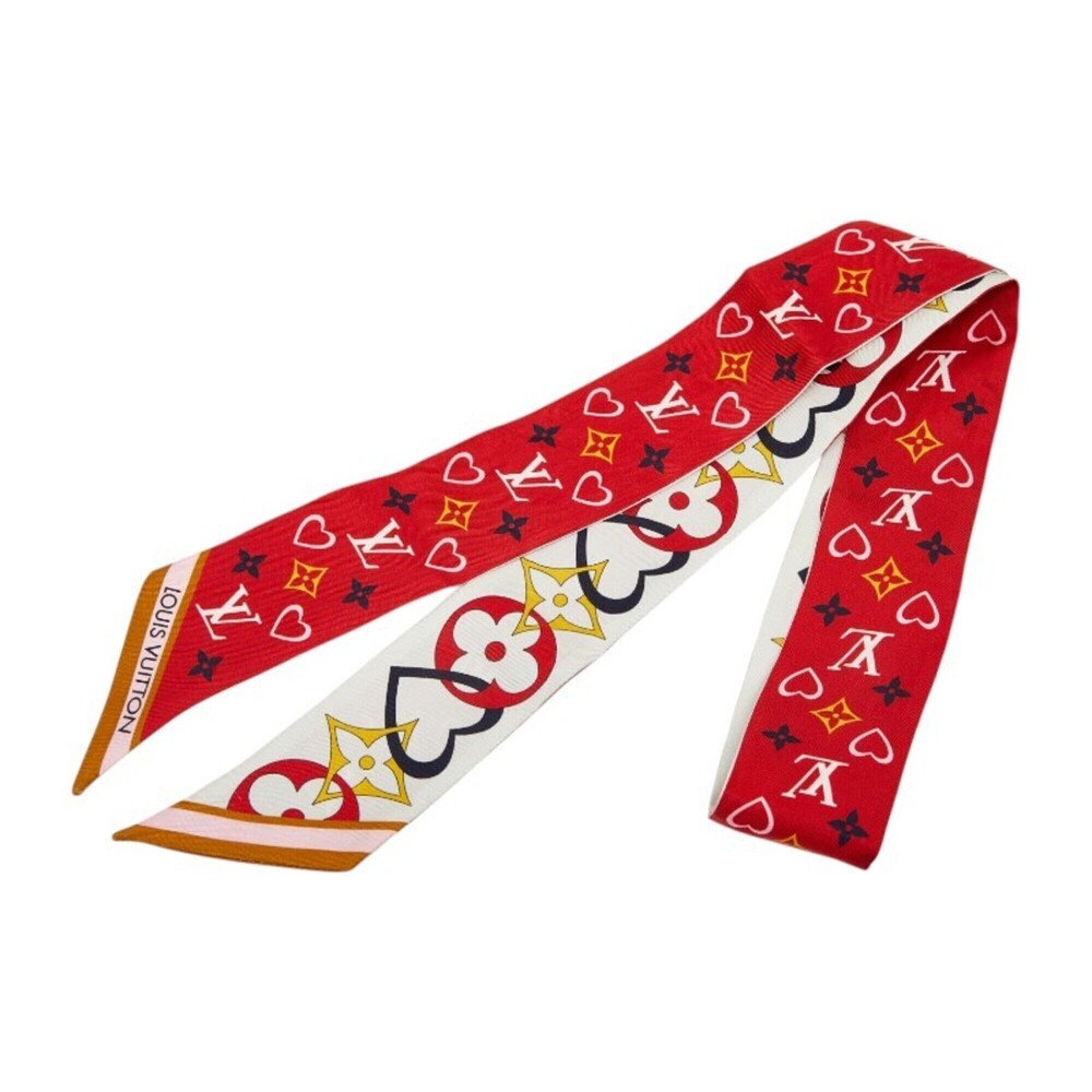 Louis Vuitton Monogram Bandeau BB My True LV Narrow Scarf M78117 Red White Wo...